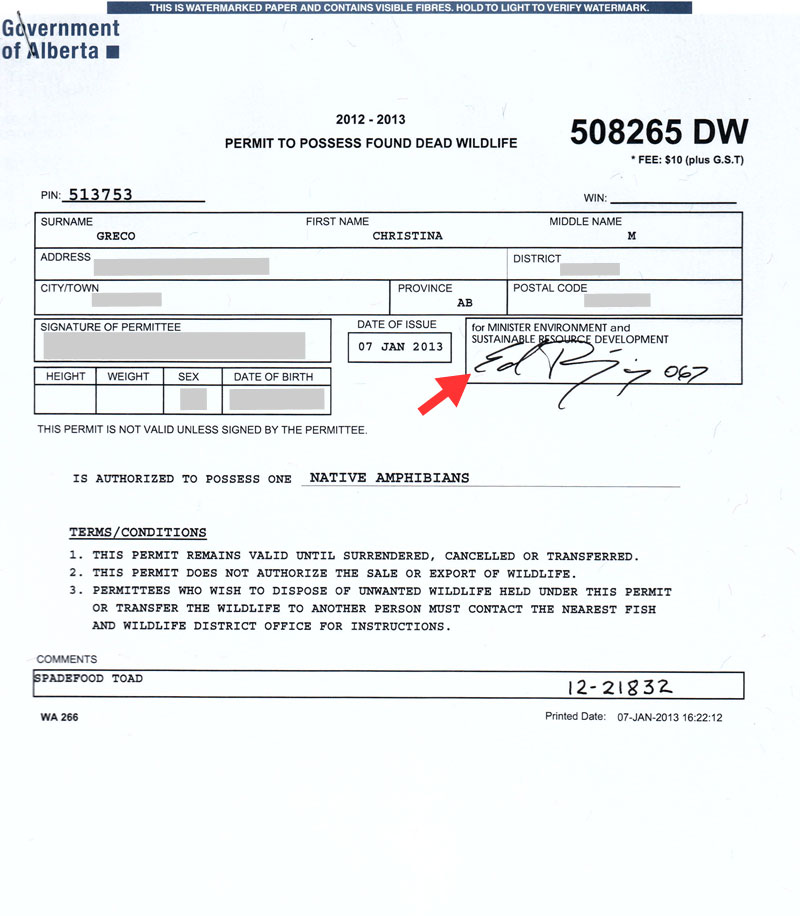 signature on permit